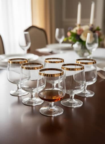 köhne qablar: Qədəhlər, rəng - Qızılı, Şüşə, 6 ədədli dəst, Çexiya — 1