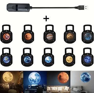 Декор и интерьер: Otağınızda Kosmos Səyahəti! 🌌 10 Fərqli Planetli USB Proyektor Lampa 🌙 — 3