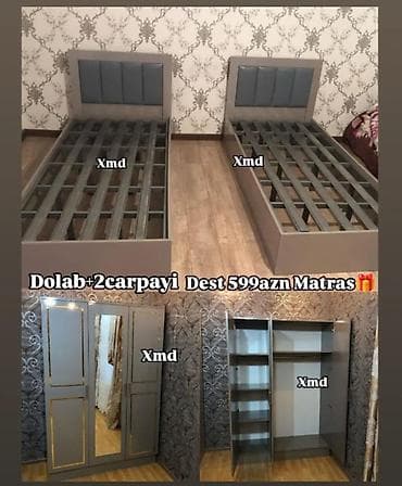 Uşaq/yeniyetmə otağı üçün mebel dəsti Dəst tərkibi: - 2 ədəd tək