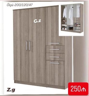 Açılan, 3 qapılı Düz dolab, Qarderob, paltar dolabı