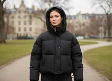 qizlar ucun kurtkalar: Qara rəngli qadın qış gödəkçəsi – çoxfunksiyalı model - 2‑in‑1 — 2