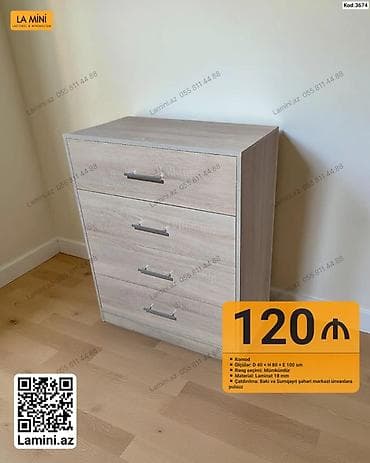 taxta komod: Komod Minimalist üslubda hazırlanmış, açıq taxta teksturalı komod — 1