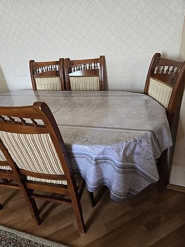 metbext stol stulu: Qonaq otağı üçün, Açılmayan, Dördbucaq masa, 6 stul — 3