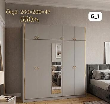 6 qapı, Güzgülü, Boz, Açılan, Düz dolab — 1