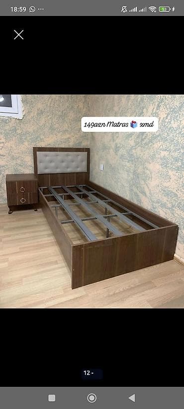 Çarpayılar: Tək nəfərlik çarpayı dəsti - Material: taxta karkas, iç hissədə — 1