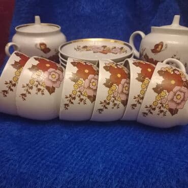 kafeyni serviz: Çay dəsti, rəng - Ağ, Farfor — 5