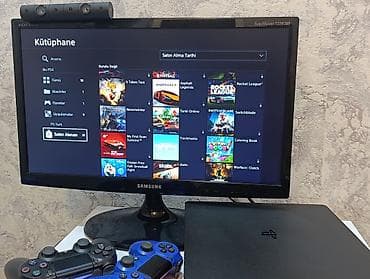 video reqstrator: PS4 slim 500GB tam komplekt 2 pult + 20 oyun yaddaşında. Sistem 13.52 — 4