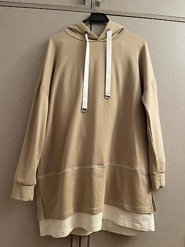 Bej rəngli idman dəsti – kapüşonlu uzun svitşört + şalvar - Rəng