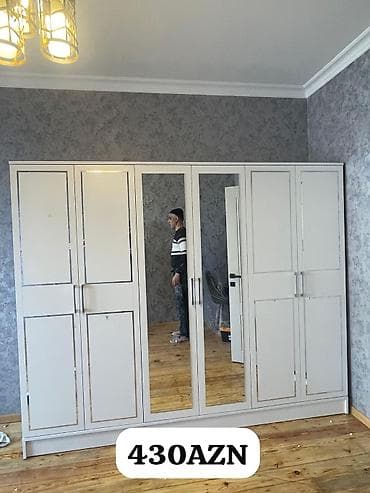 divar refleri: Yeni, 6 qapı, Güzgülü, Ağ, Açılan, Düz dolab — 2