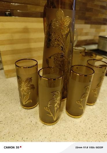 versace servis: Şüşə sürahi və stəkan dəsti - Tərkib: 1 ədəd sürahi + 6 ədəd yüksək — 2