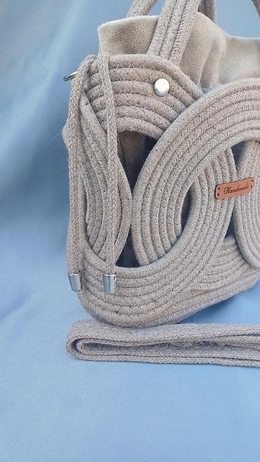 handmade: Məhsul: Əl işı – ip kordon dizaynlı çanta - Material: qalın toxumalı — 3