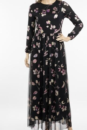 Шубы: Qadın maxi don – qara rəngdə, çiçək naxışlı Hicablı xanımlar üçün — 2