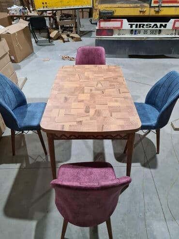 tap az masa ve oturacaqlar: Qonaq otağı üçün, Yeni, Açılan, Dördbucaq masa, 4 stul — 8