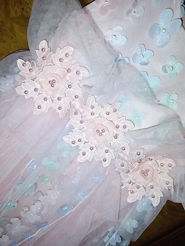 Uşaq üçün zərif mərasim donu - Rəng: açıq çəhrayı, pastel mavi və su