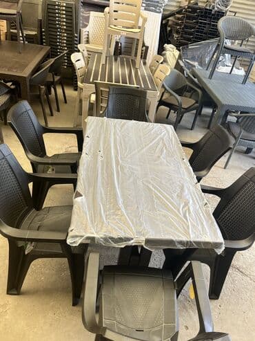 açılan masa modelleri: Yeni, Dördbucaq masa, 6 stul, Açılan, Stullar ilə, Plastik, Türkiyə — 3