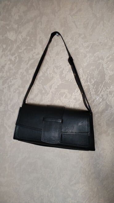 tək qaş: Qara çiyin çantası - Material: süni dəri - Rəng: tam qara, mat — 3