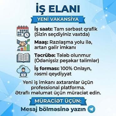 Tikiş: Peşəkar platformada yeni vakansiya – onlayn iş imkanı - İş saatı: Tam — 1