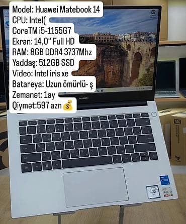 azercell wifi limitsiz: Huawei MateBook 14 noutbuku - Ekran: 14.0" Full HD, nazik çərçivəli - — 1