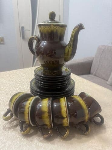 Bağ evi və bağ üçün hərşey: Çay dəsti, rəng - Qəhvəyi, Keramika — 1