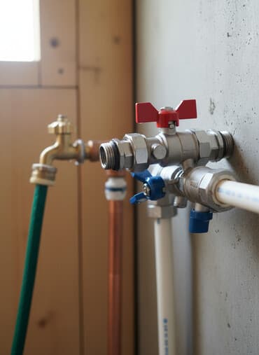 manometr: Metal korpuslu kəpənək qulplu su kranları (valflar) və birləşdirici — 1