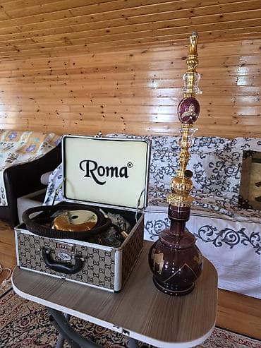 bas: Roma nərgilə dəsti - Brend: Roma - Elegant dizaynlı, bənövşəyi şüşə — 1
