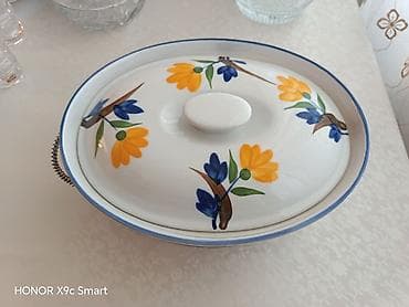 Porselen qapaqlı oval yemək qabı – metal stendli - Material: ağ lalafo.az -da Porselen qapaqlı oval yemək qabı – metal stendli - Material: ağ
