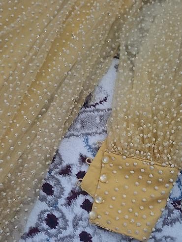 deri etek: REAL ALİCİYA ENDİRİM Zərif sarı rəngdə, xırda mirvari effektli — 4