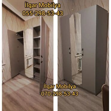 шкаф купе с подсветкой: Düz dolab, Yataq otağı üçün, Paltar üçün, Açılan, Quraşdırıla bilən, 3 qapılı — 1