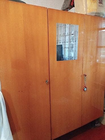 dehliz mebeli: İşlənmiş, 3 qapılı, Güzgülü, Qəhvəyi, Taxta, Açılan, Düz dolab — 4