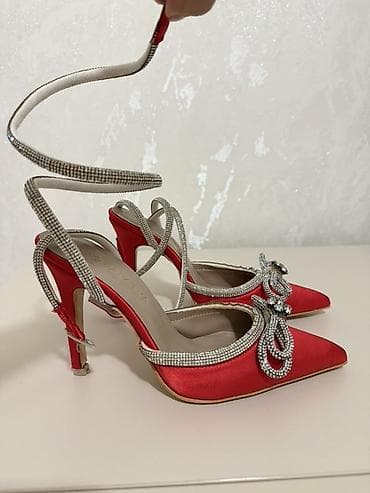 Basanoşka və səndəllər: Ölçü: 37, rəng - Qırmızı, Yeni — 2