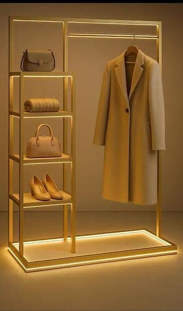 Полочные витрины: Qızılı rəngli vitrİN asqısı və rəf sistemi - Müasir minimalist — 1