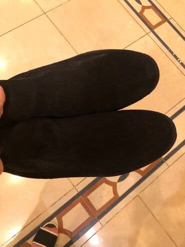 замшевые мужские ботинки: Məhsul: Qara rəngli kişi botları (Chelsea üslubu) - Material: Yumşaq — 4