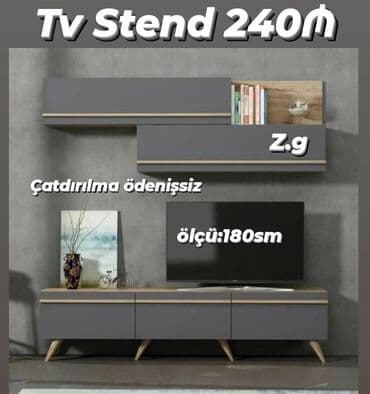раковина с тумбой и зеркалом: *Tv Stend 💫240Azn* 💫Materialı Rusiya Laminatı 18/lik ✔️Rəng seçimi — 1