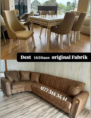 Original fabrik istehsalı mebel dəsti - Yemək masası və 6 ədəd stul
