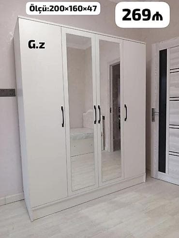wfanerler: 4 qapılı, Güzgülü, Ağ, Açılan, Düz dolab — 1