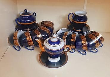 cay: Çay dəsti, rəng - Göy, Farfor, 12 nəfərlik — 2