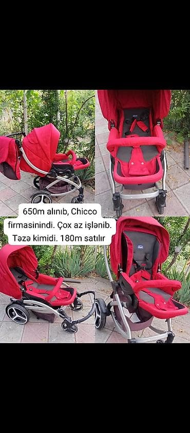 Uşaq dünyası: Chicco uşaq arabası – qırmızı rəng - Universal model: oturacaq hissəsi — 1