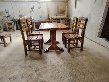 дачный набор стол и стулья: Dördbucaq masa, Stullar ilə, 4 nəfər, Açılmayan — 7