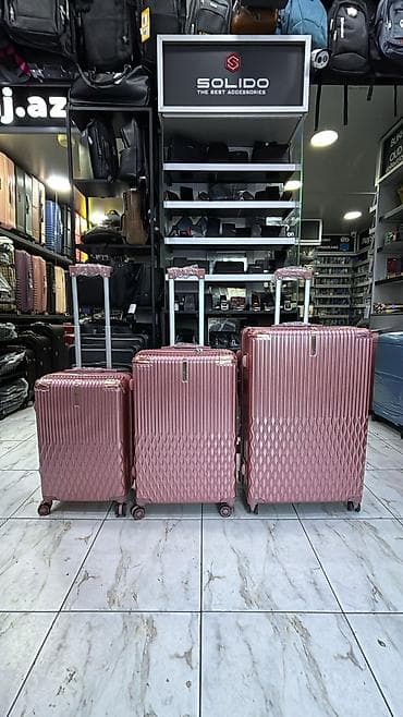 Çamadanlar: Məhsul: 3-lü çamadan dəsti - Rəng: Pudra/rose gold tonlarında - — 1
