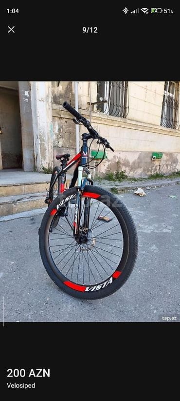 velosiped kameri: VISTA brendli dağ velosipedi - Göz oxşayan qara-qırmızı dizayn — 9