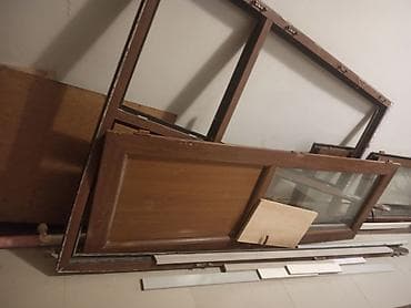 MDF və şüşə elementlərdən ibarət qapı–pəncərə dəsti - Material: MDF