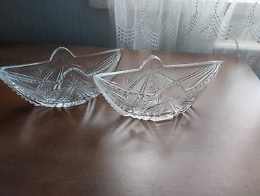 hamam akse: Kəsimli şüşə meyvə/göyərti qabları – 2 ədəd dəst - Material: qalın — 1
