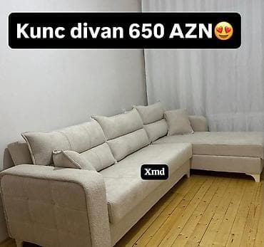 ev ucun perdeler: Künc divan – 650 AZN - Rəng: açıq bej, neytral ton - U-formaya yaxın — 1