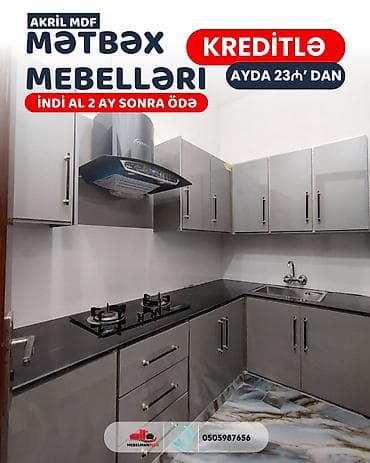 Sifarişlə mətbəx dəsti, Özü çəkən petlələr, Sadə laminat, Kredit var, Pulsuz çatdırılma — 4
