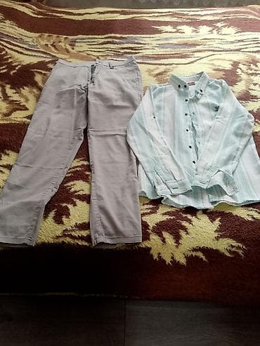 paltar kişi: Kişi geyim dəsti - Dəst: klassik üslubda açıq boz şalvar + zolaqlı — 2