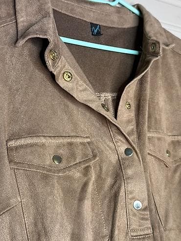 Qadın paltarı – süet görünümlü, kəmərli, düyməli Don ölçüsü S/M - — 3