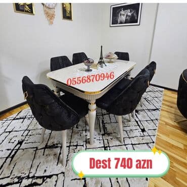 ders masaları: Qonaq otağı üçün, Yeni, Açılmayan, Dördbucaq masa, 6 stul — 20