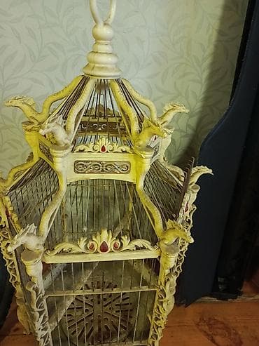 Heyvanlar üçün mallar: Dekorativ “fantaziya” üslubunda işlənmiş quş qəfəsi - Material: metal — 5