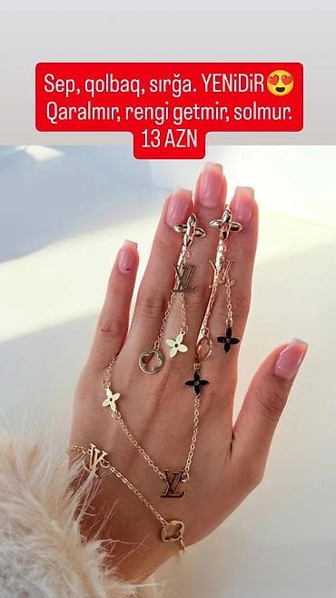 Zərgərlik dəsti: sep, qolbaq və sırğa - Rəngi getməyən, solmayan