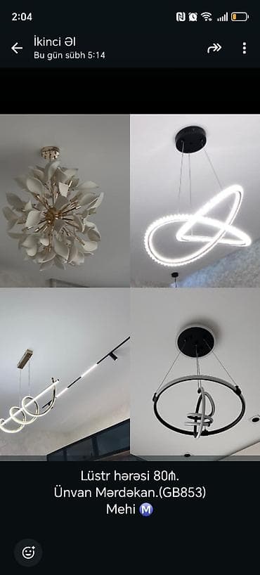 stol lampası: Led Çılçıraq, 4 və daha çox lampa, Metal — 1